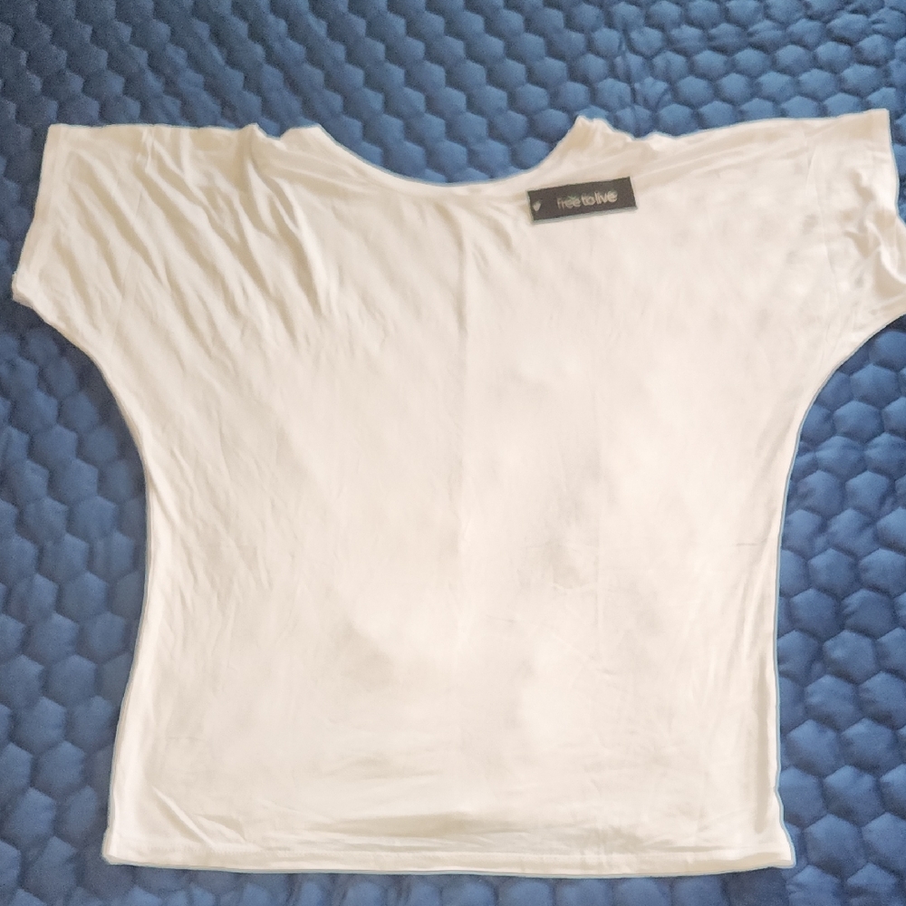 Women's Free To Live White Dolman Sleeve Tunic Top Size XL
